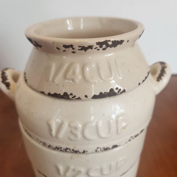 Stackable Ceramic Distressed Look Measuring Cups by LTD Commodities - Picture 2 of 9